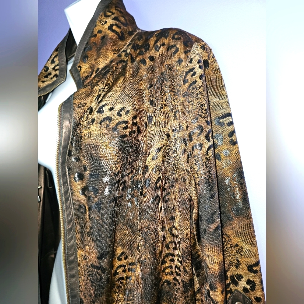 Custom Reversible Leopard Print Leather Jacket - image 1